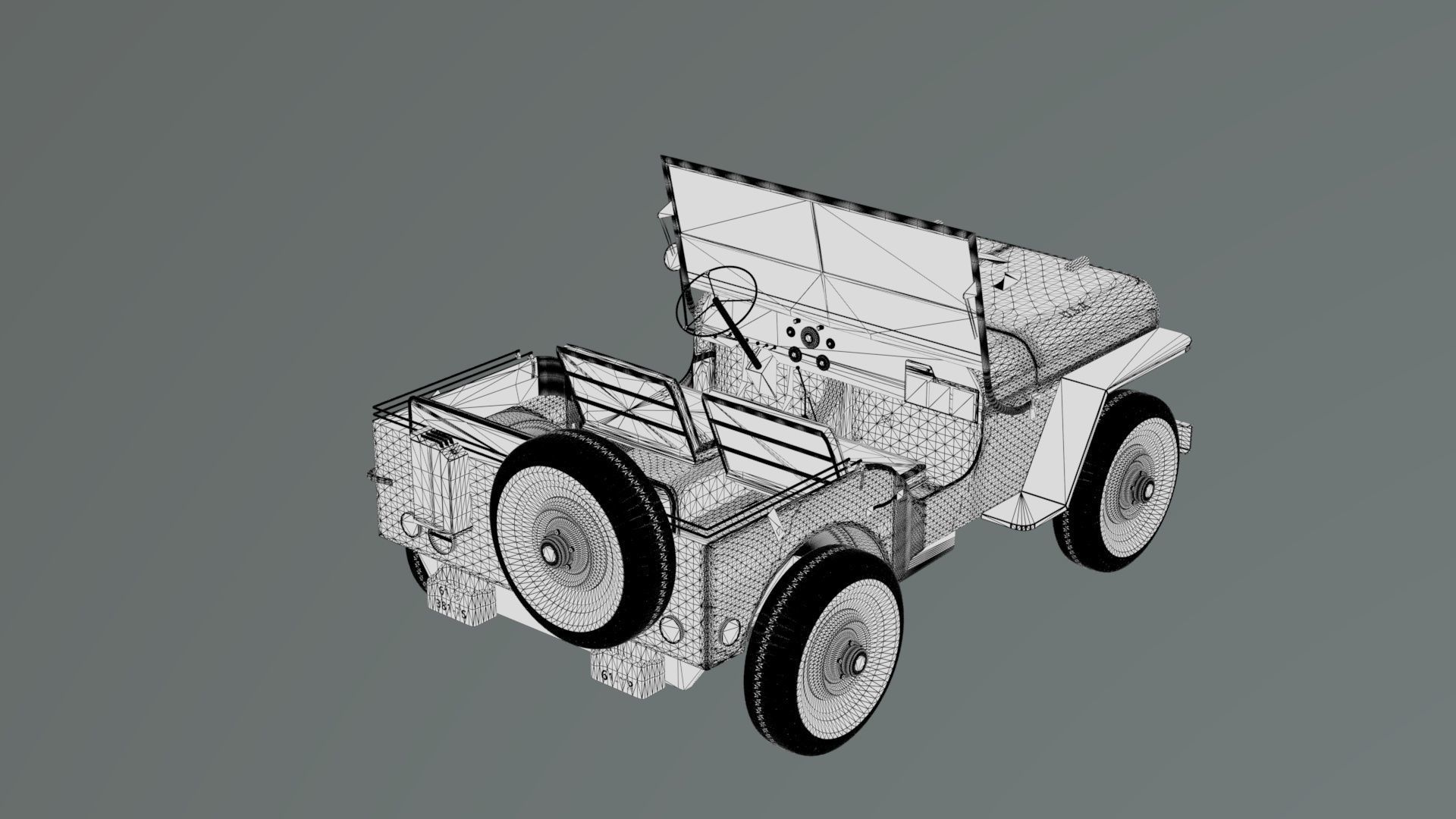 Military Jeep Low-poly 3D model_17