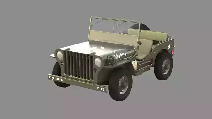 Military Jeep Low-poly 3D model