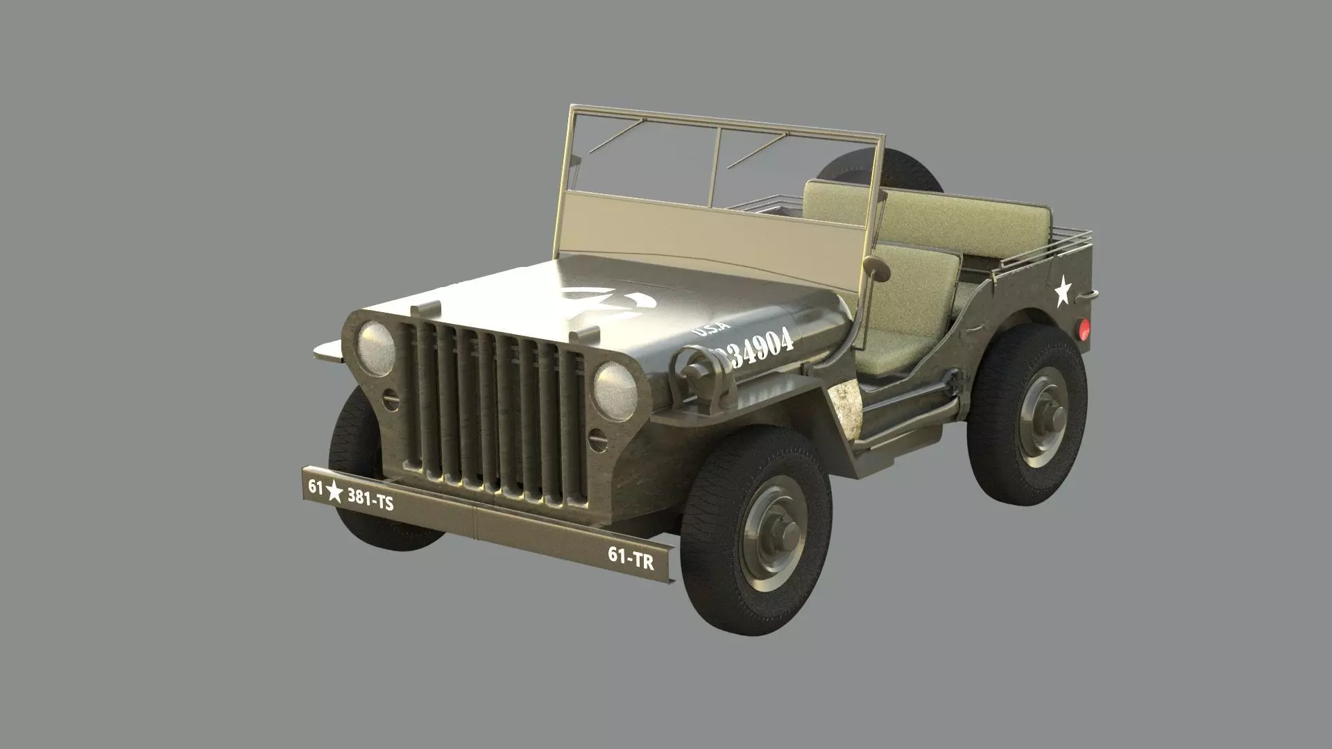 Military Jeep Low-poly 3D model_0