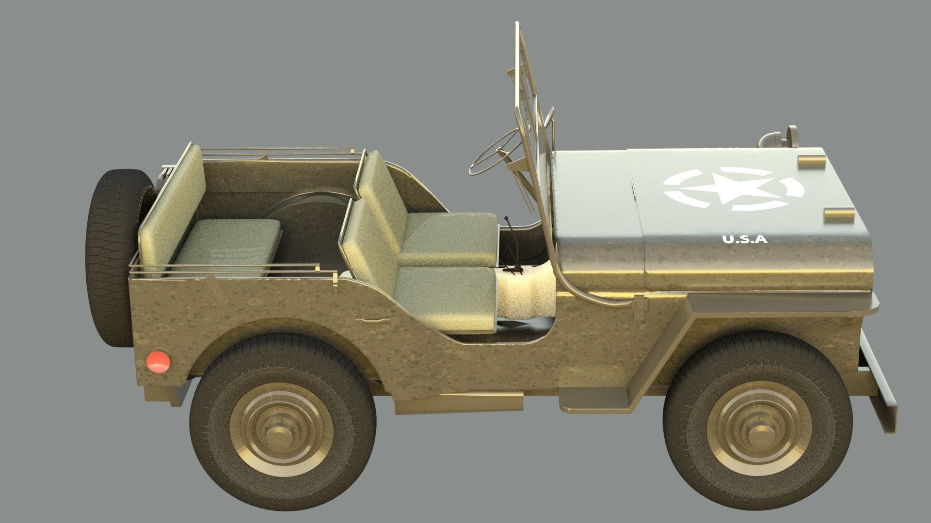 Military Jeep Low-poly 3D model_6