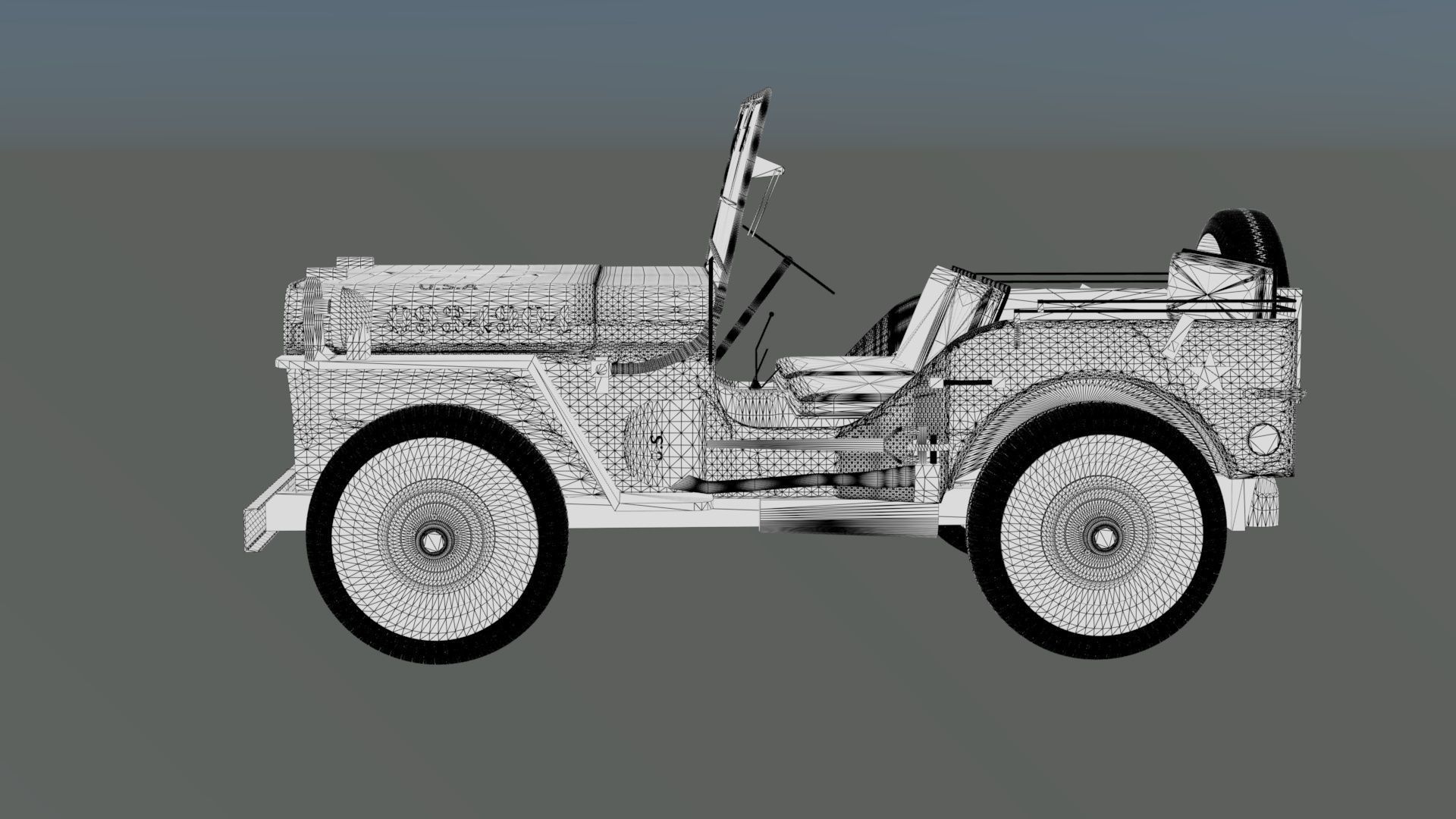 Military Jeep Low-poly 3D model_14