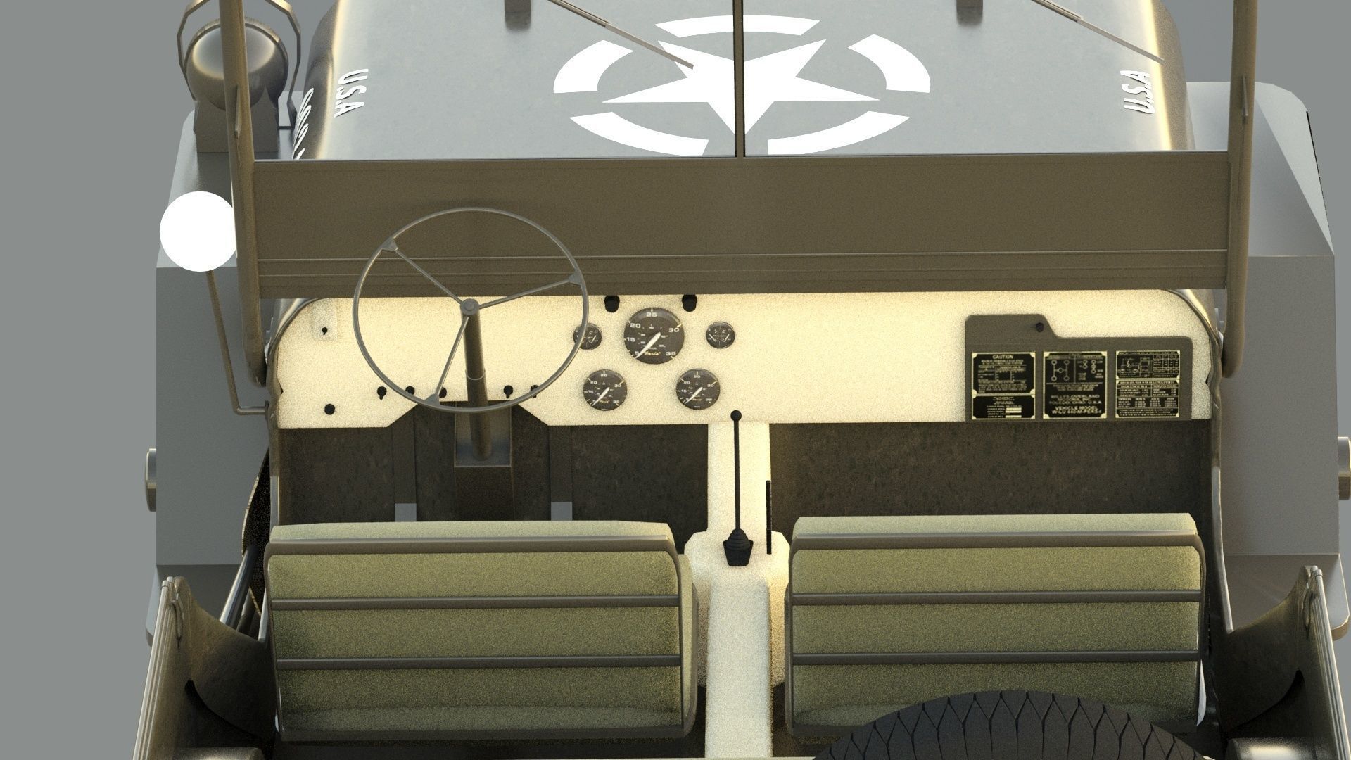 Military Jeep Low-poly 3D model_7