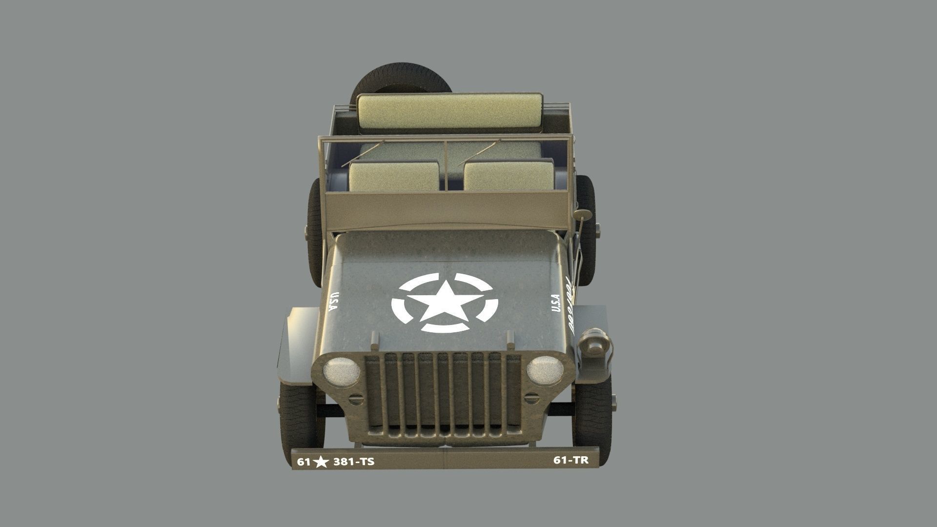 Military Jeep Low-poly 3D model_9