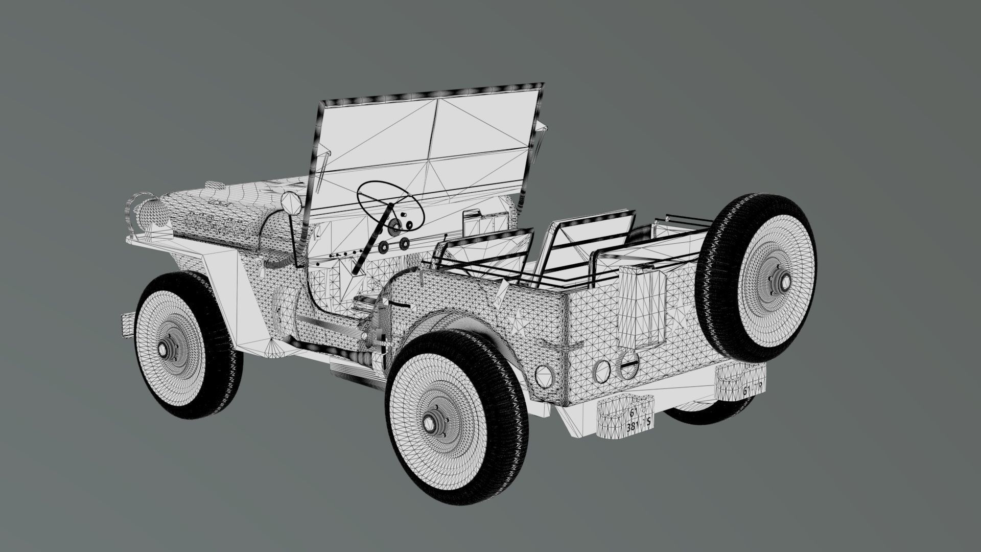 Military Jeep Low-poly 3D model_15