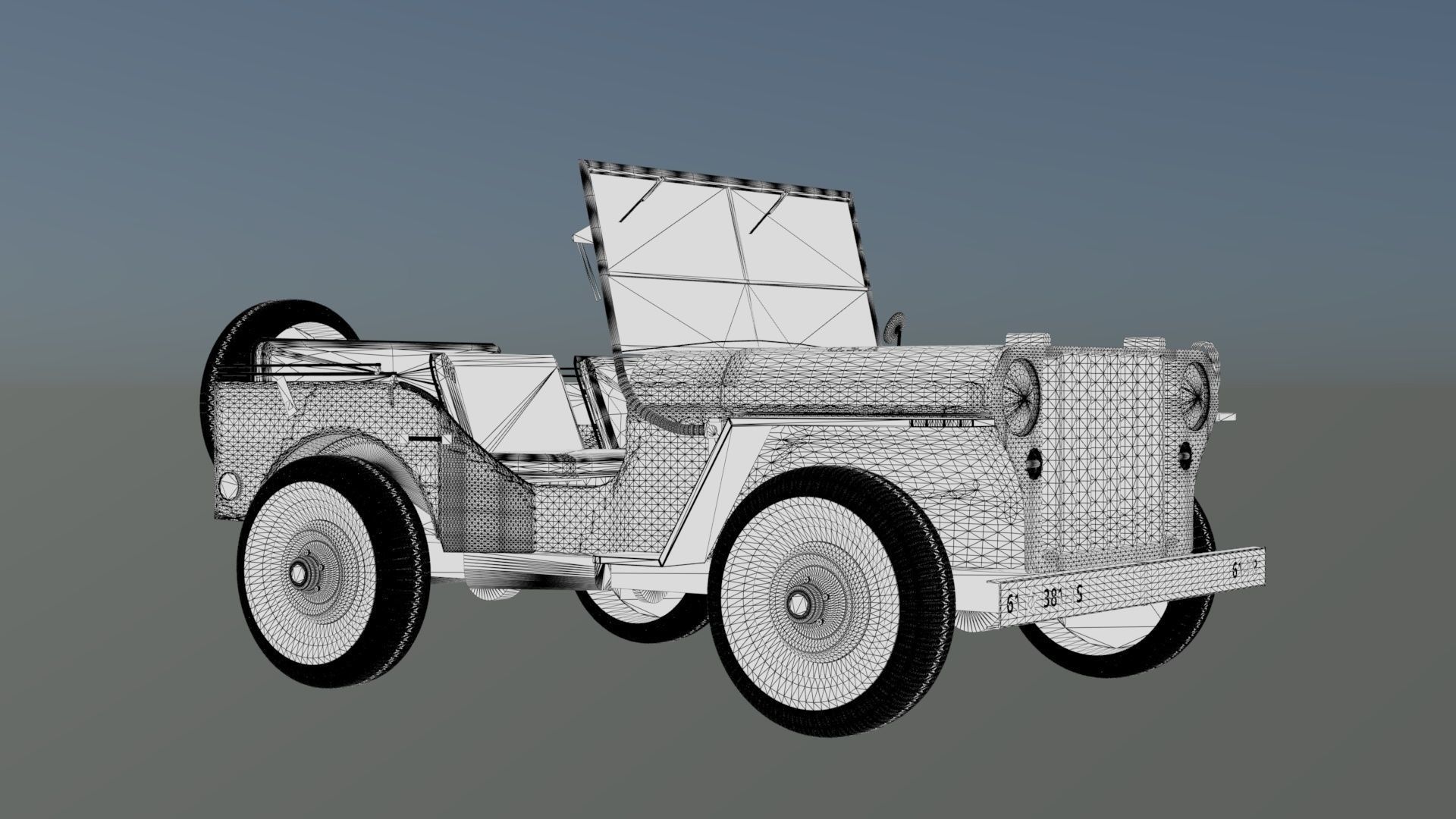 Military Jeep Low-poly 3D model_19
