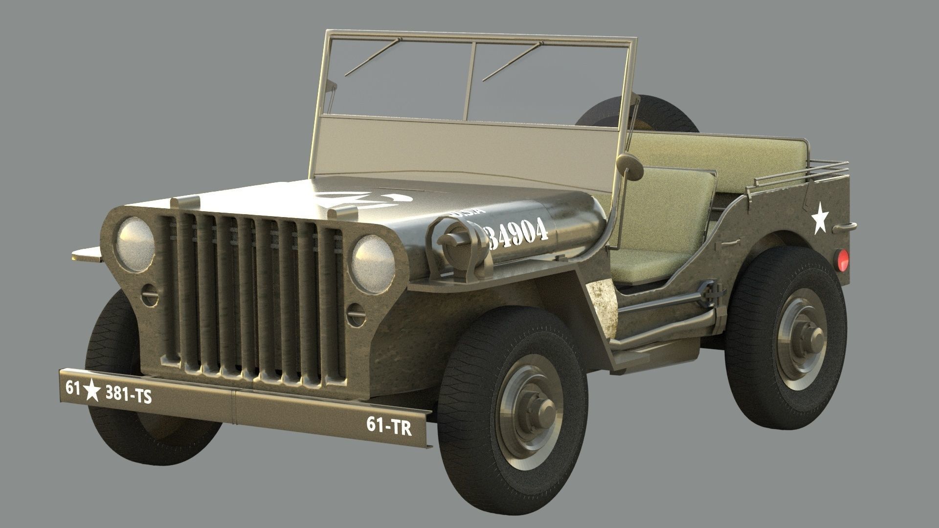 Military Jeep Low-poly 3D model_5
