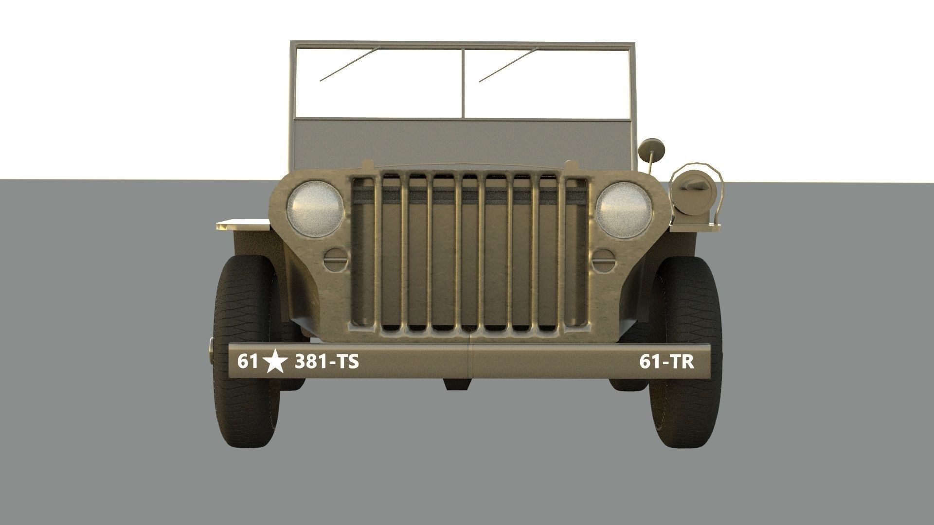 Military Jeep Low-poly 3D model_10