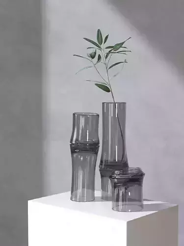 Bamboo Vase with Plant