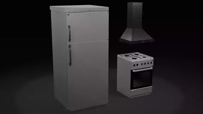 White goods Set  Low-poly 3D model