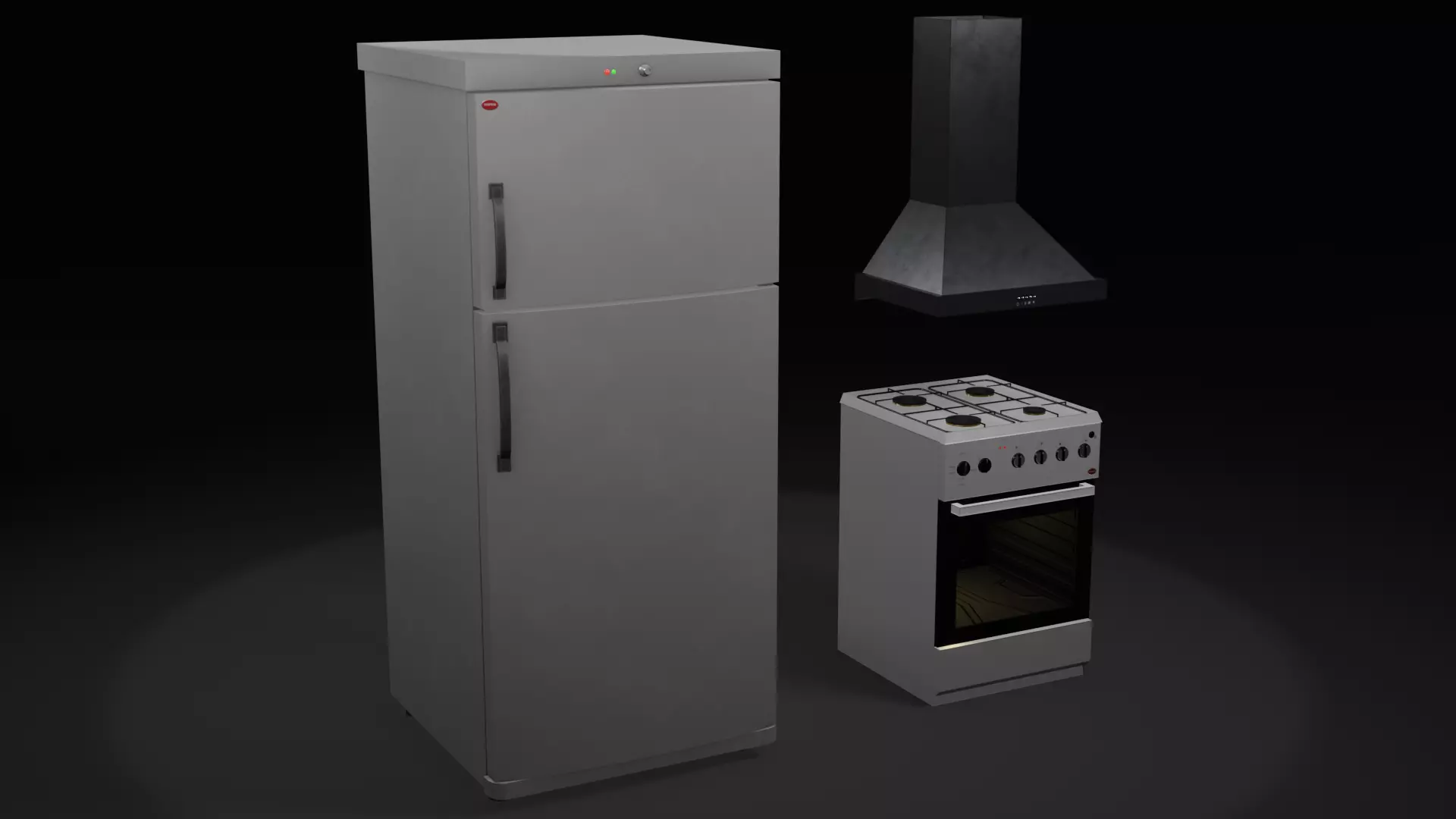 White goods Set  Low-poly 3D model_0