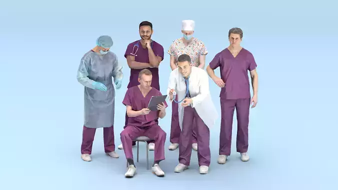 Medical operation team 27 3D Model Collection