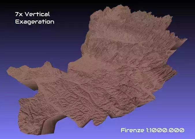 Italy 3D Map of Firenze Provice 1 to 1000000