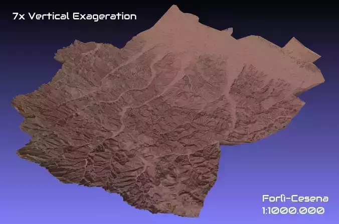 Italy 3D Map of Forli-Cesena Provice 1 to 1000000