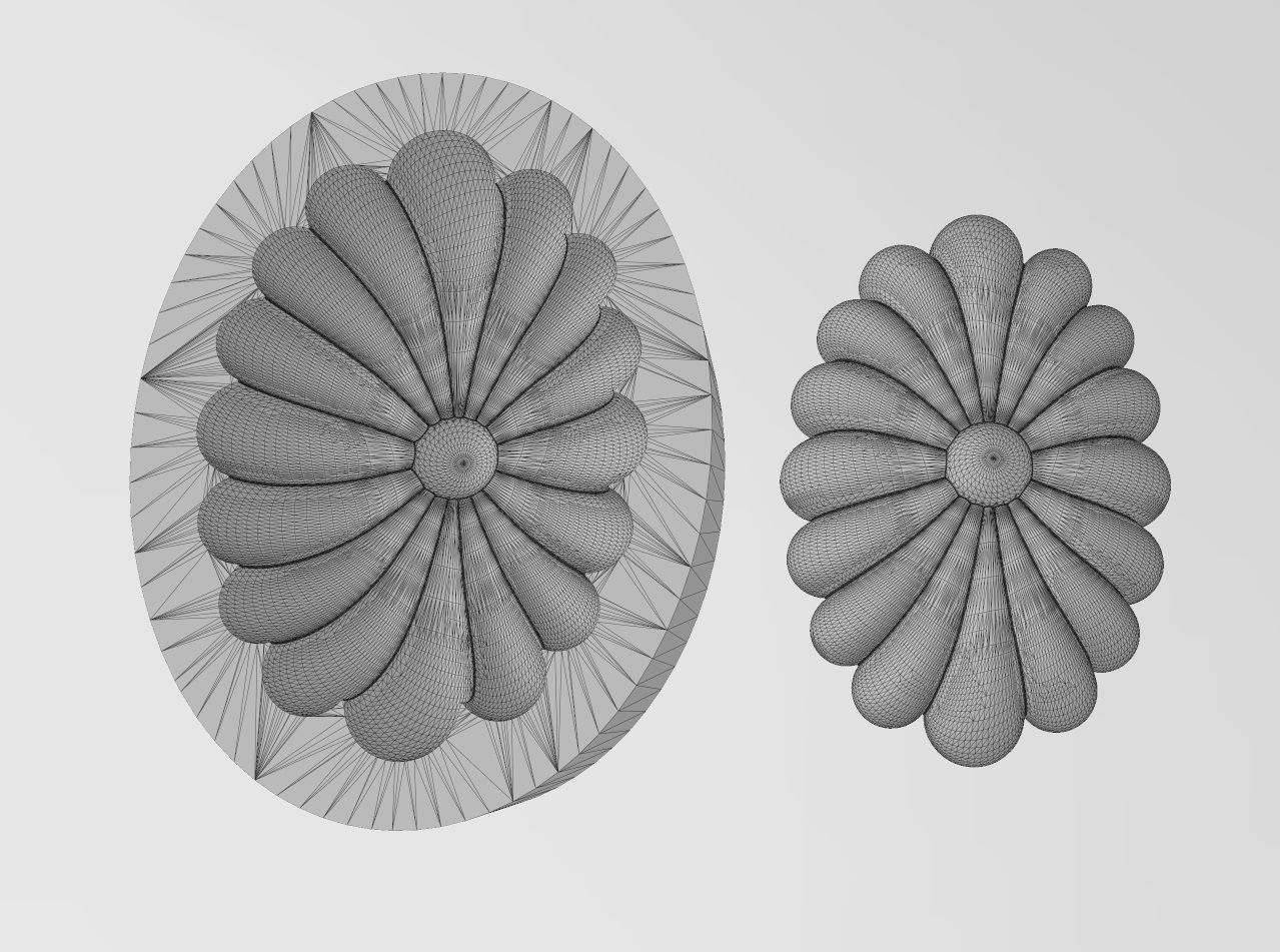 Oval ribbed rosette relief and mold 3D print model_11