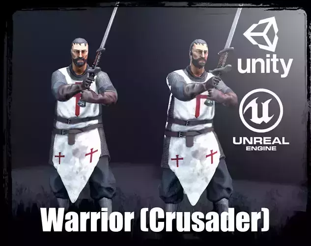 Warrior - Crusader Low-poly 3D model