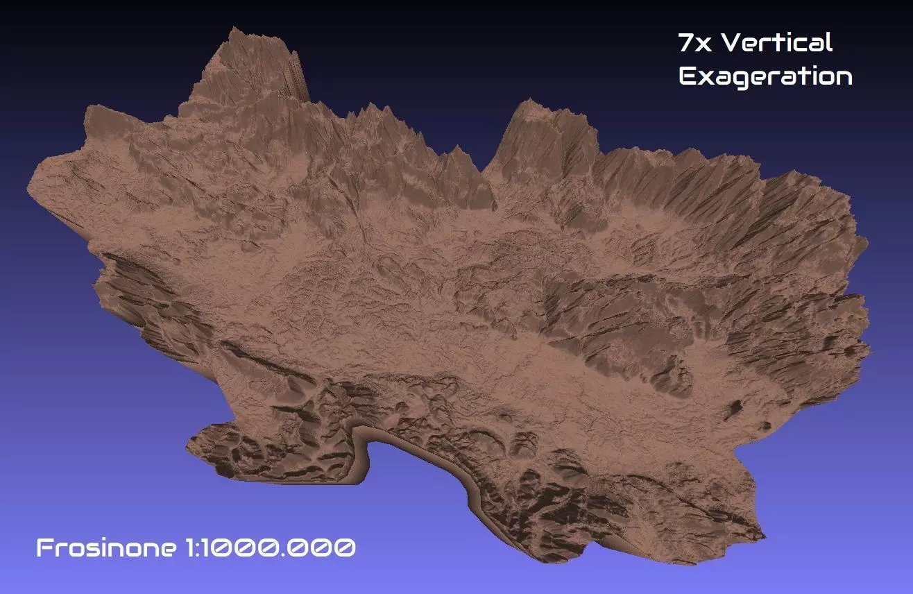 Italy 3D Map of Frosinone Provice 1 to 1000000 3D print model_0