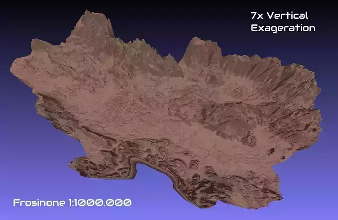 Italy 3D Map of Frosinone Provice 1 to 1000000