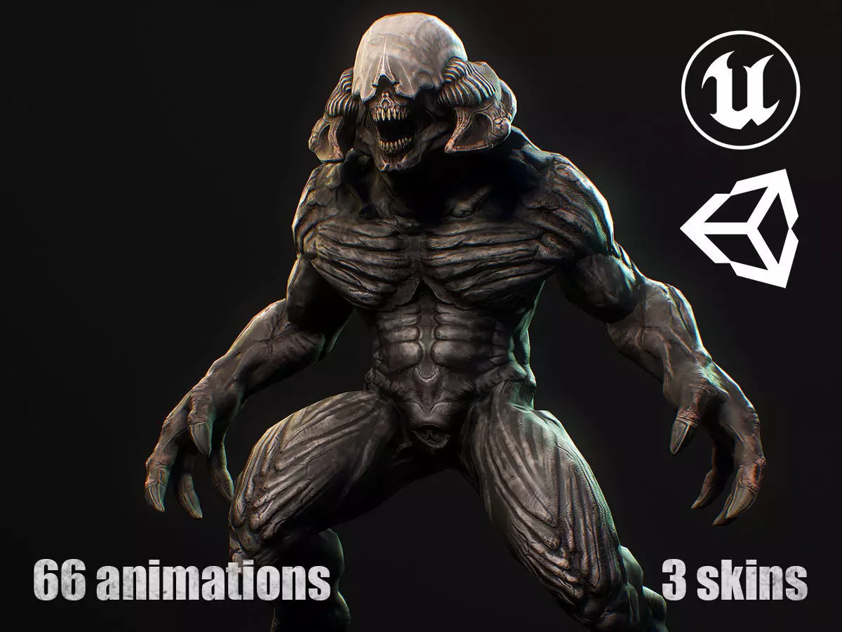 Horror Demon Creature v1 with 66 animations Low-poly 3D model_0