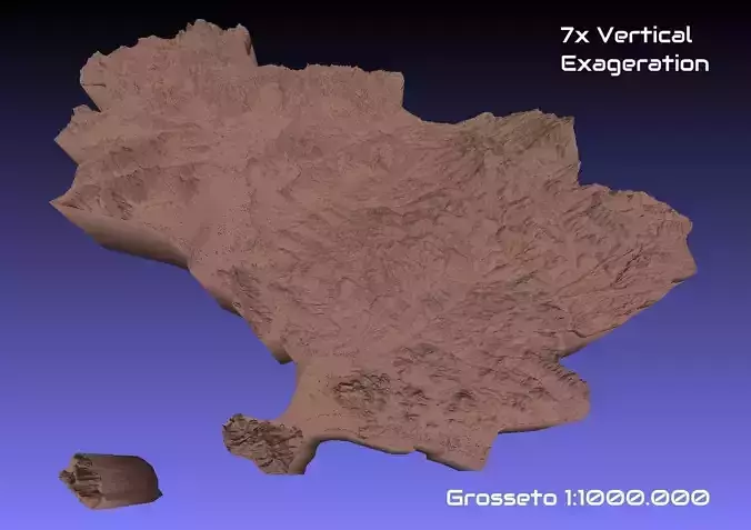 Italy 3D Map of Grosseto Provice 1 to 1000000 3D print model