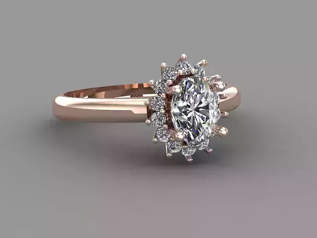 Rose Gold Women Diamond Ring 3D print model