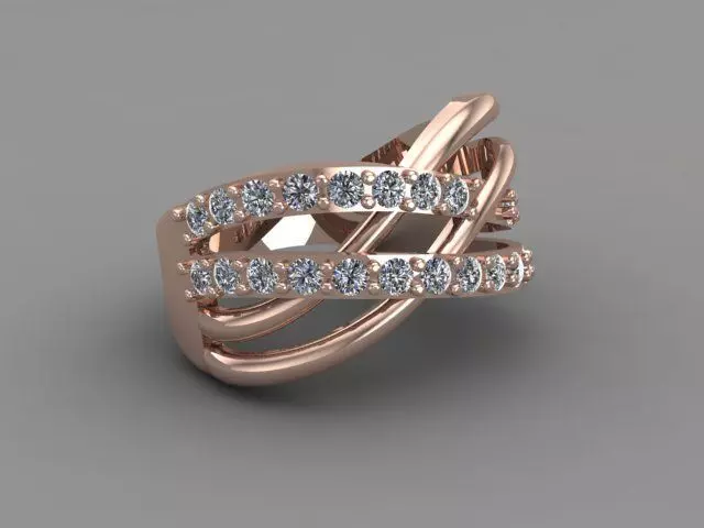 Over Lap Rose Gold Women Diamond Ring 3D print model 3D print model