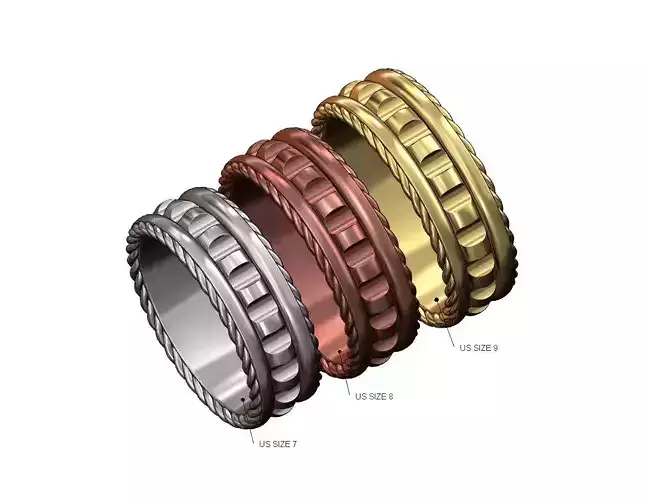 Ribbed braided rope sides band US sizes 7 8 9