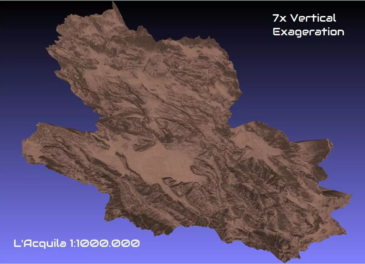 Italy 3D Map of L Acquila Provice 1 to 1000000 3D print model_0