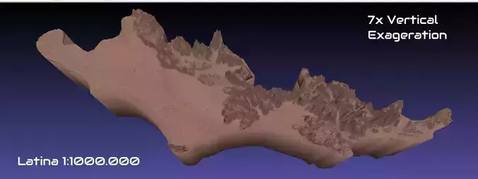 Italy 3D Map of Latina Provice 1 to 1000000