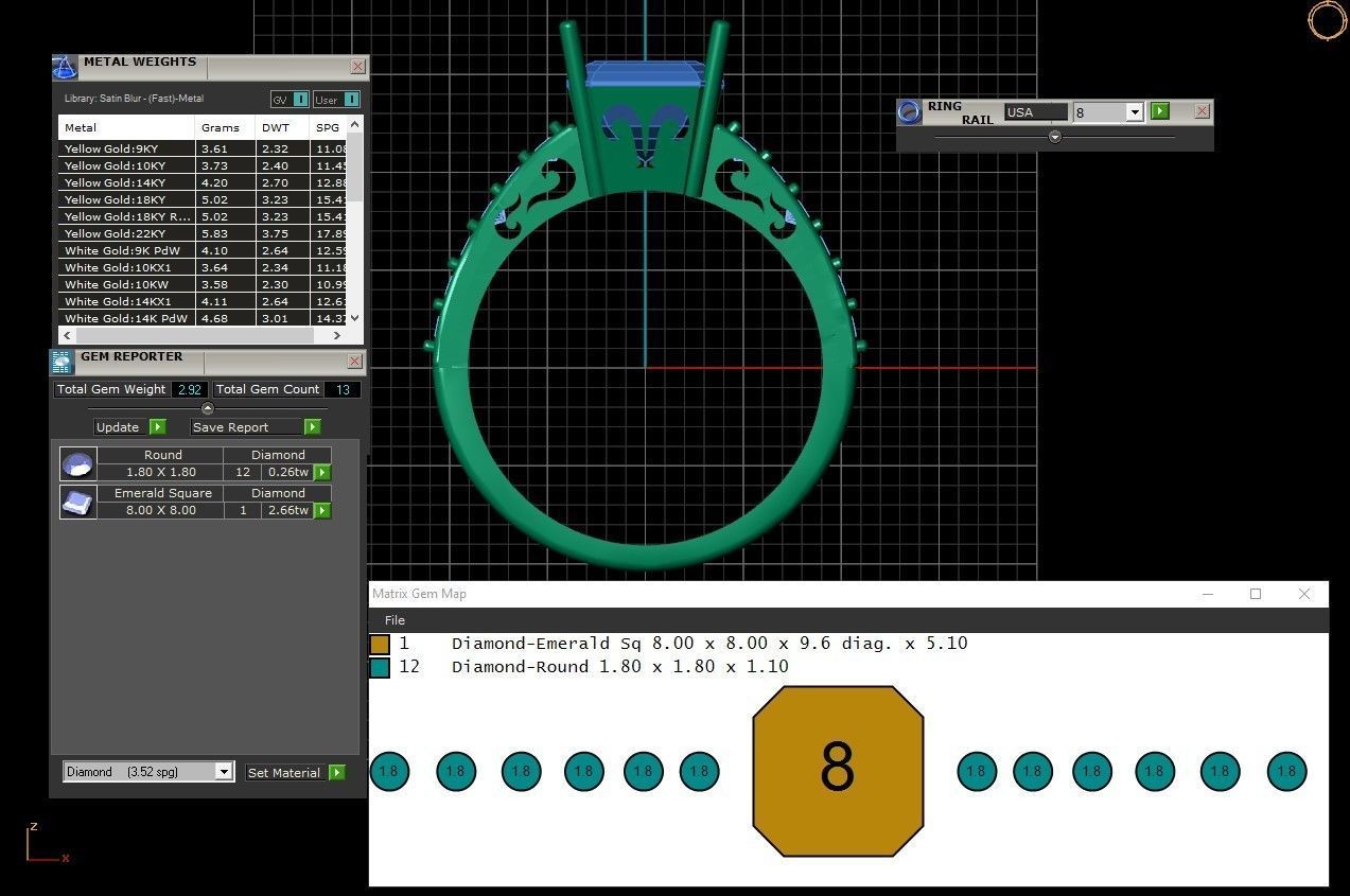 Princess cut Diamond Rose Gold Women Ring 3D print model 3D print model_2
