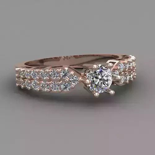Rose Gold Women Diamond Ring 3D print model