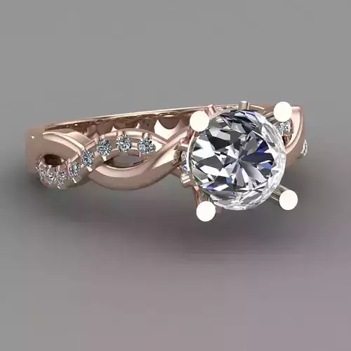 Rose Gold Women Diamond Ring 3D print model