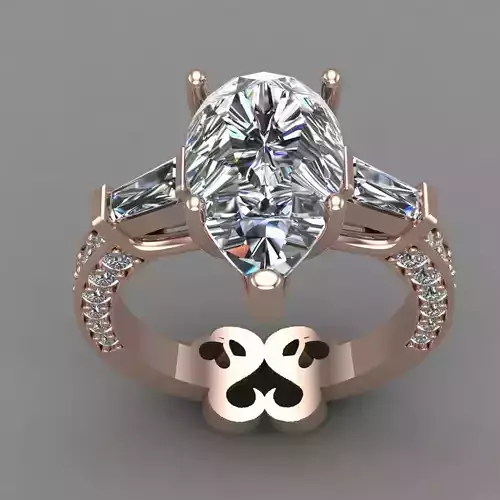 Rose Gold Women Diamond Ring 3D print model