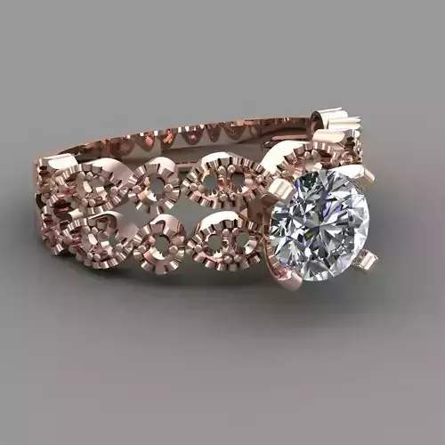 Rose Gold Women Diamond Ring 3D print model