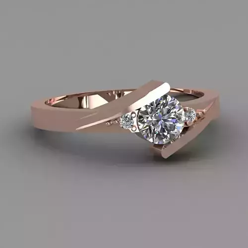 Rose Gold Women Diamond Ring 3D print model