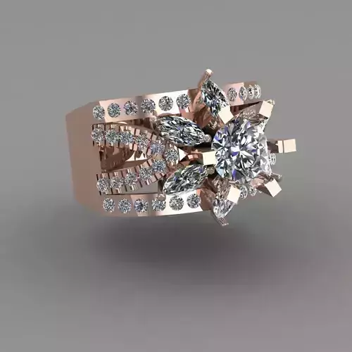 Rose Gold Women Diamond Ring 3D print model