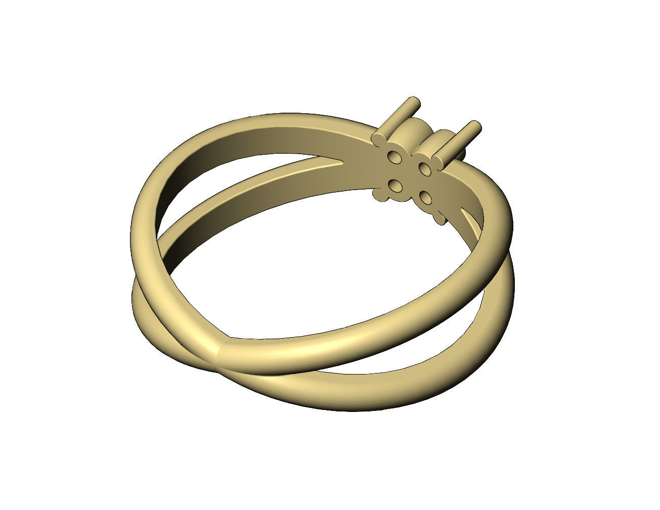 Crossed bands square cluster diamond ring US sizes 6to9 3D print model_10