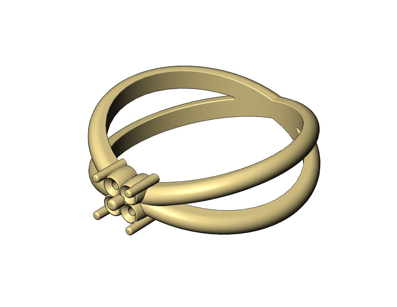 Crossed bands square cluster diamond ring US sizes 6to9 3D print model_9