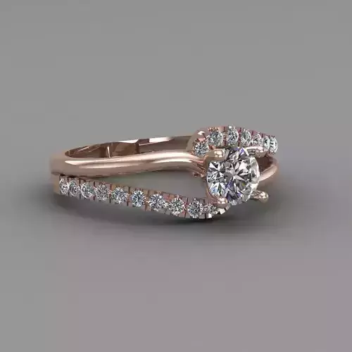 Rose Gold Women Diamond Ring 3D print model