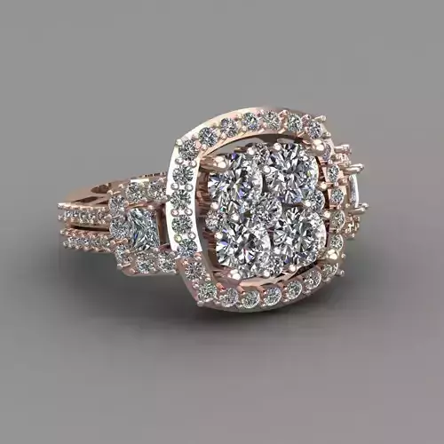 Rose Gold Women Diamond Ring 3D print model