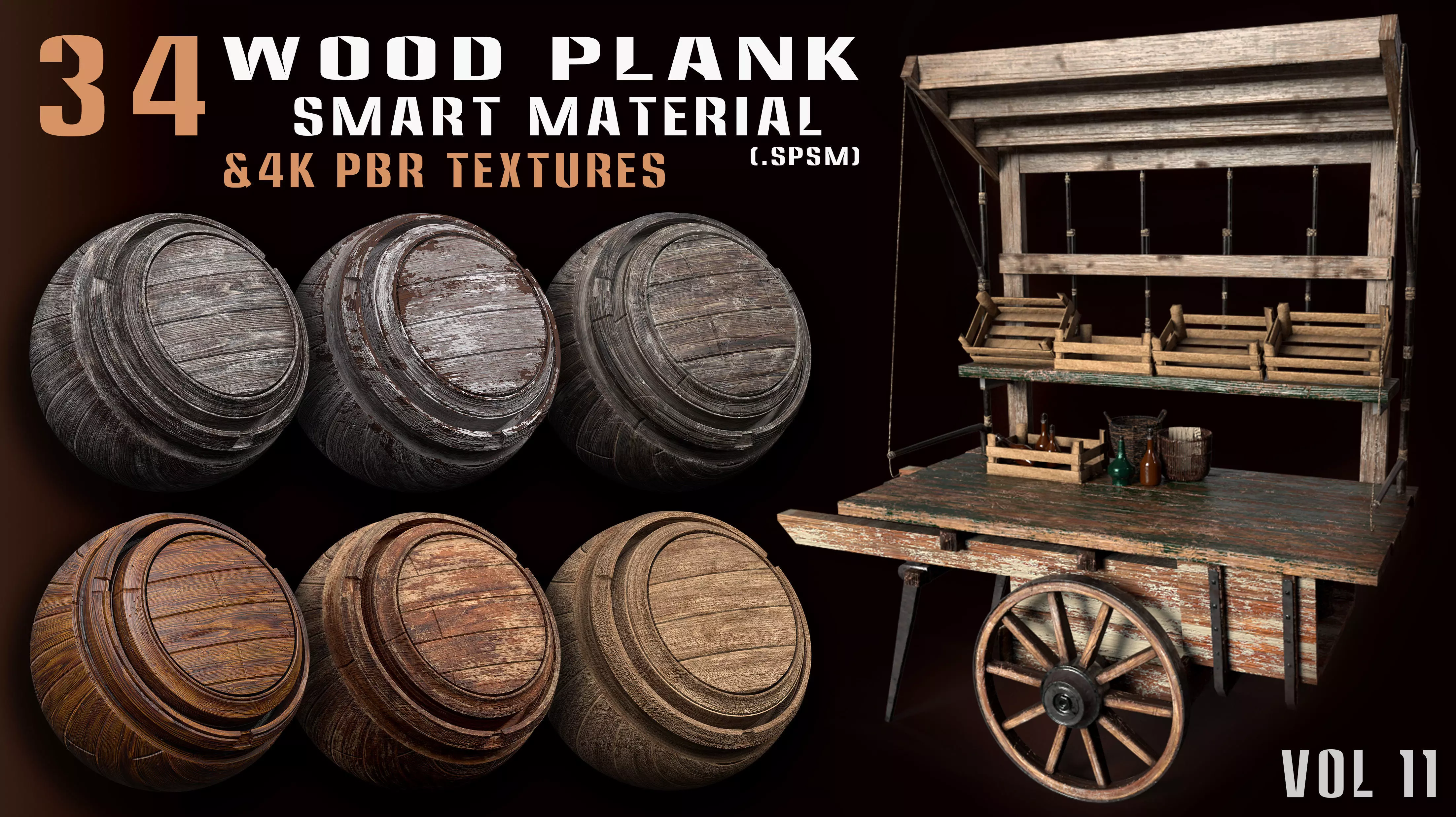 34 Wood Plank Smart Material and 4k Pbr Textures - Vol 11 Texture