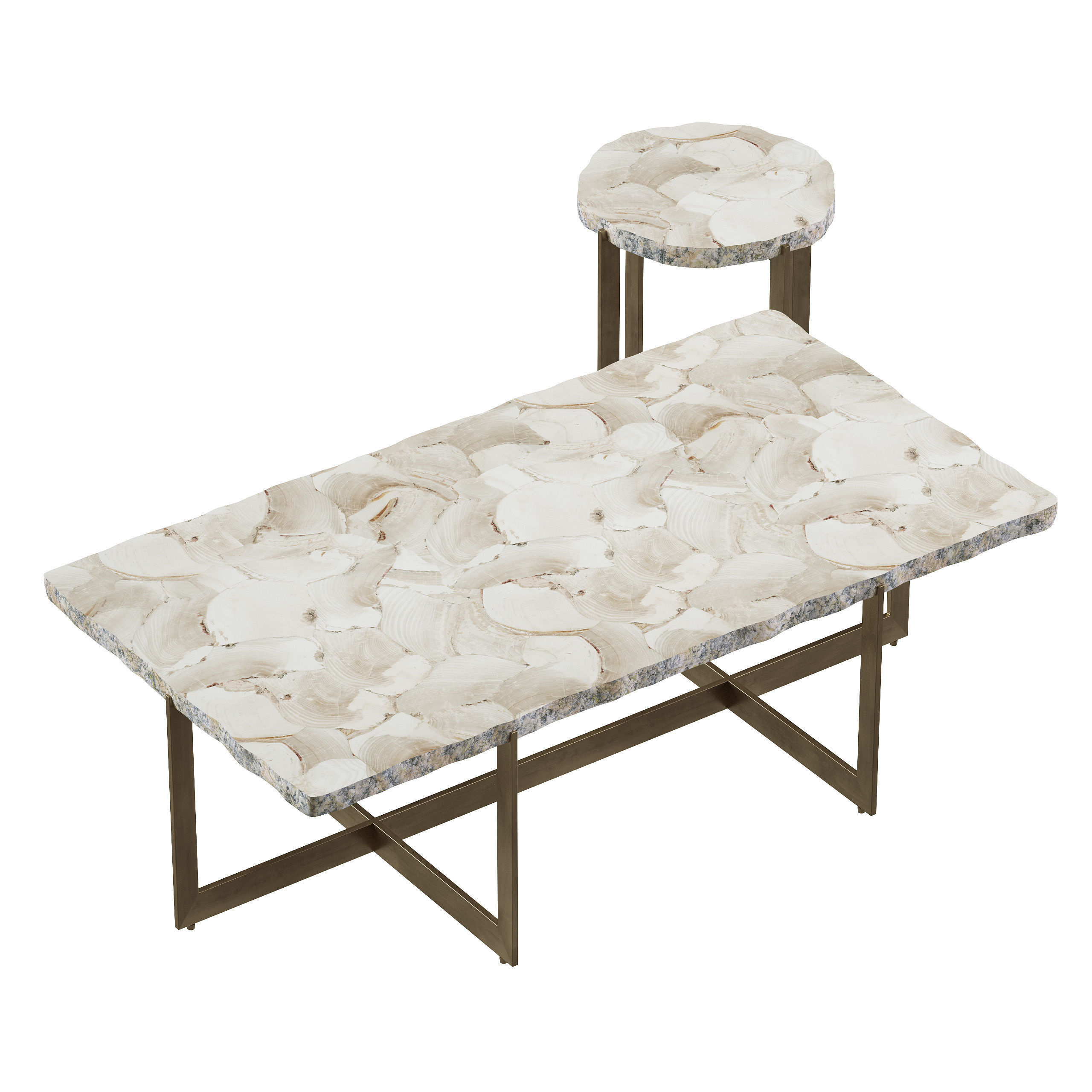 PALECEK Durham Fossilized Clam Coffee Table 3D model_1