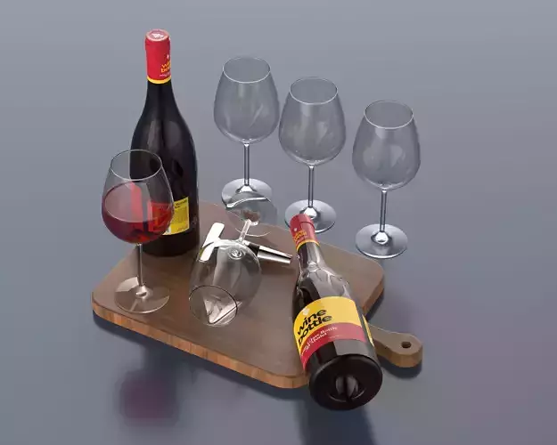 Wine and glass on the board
