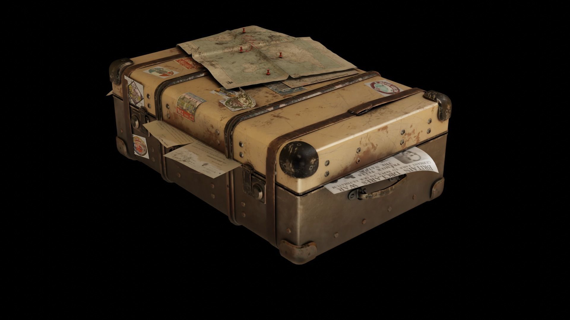 Travel case Vintage 3D model_3