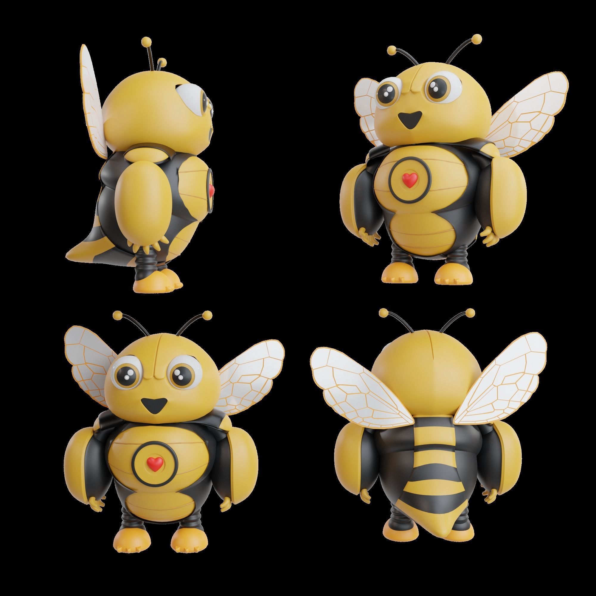 Bee Mascot Character 3D model Low-poly 3D model_1