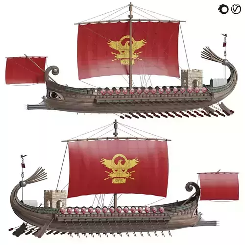 Trireme antique warship 3D model