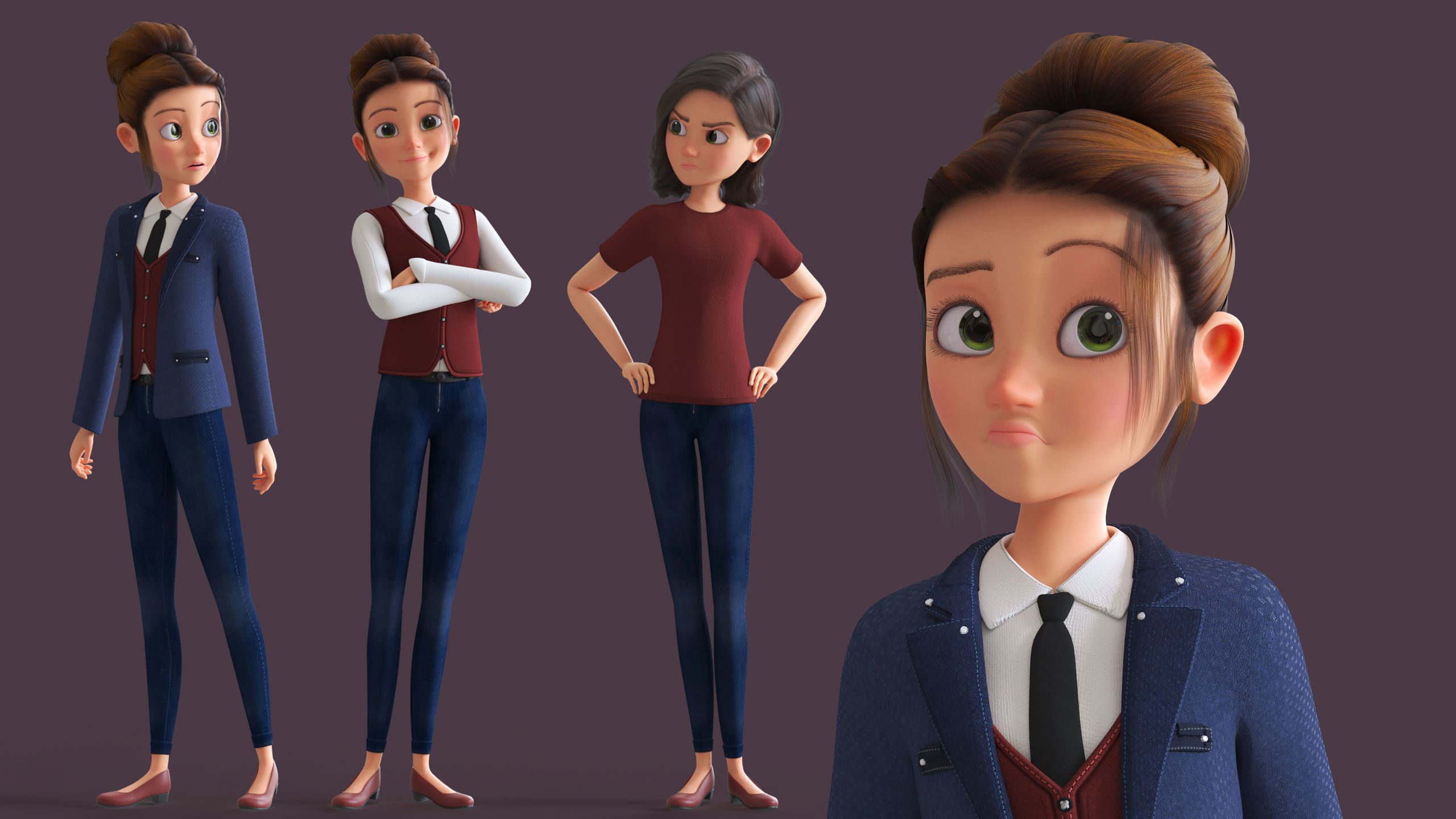 Cartoon Family 2 - Mother Father Son Daughter - BLENDER VERSION Low-poly 3D model_6