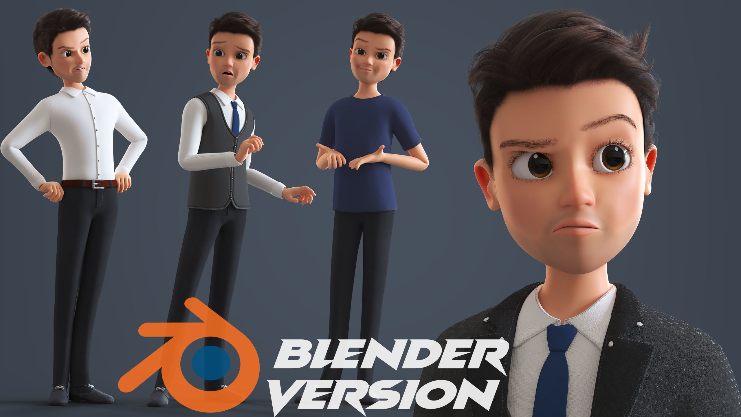 Cartoon Family 2 - Mother Father Son Daughter - BLENDER VERSION Low-poly 3D model_76