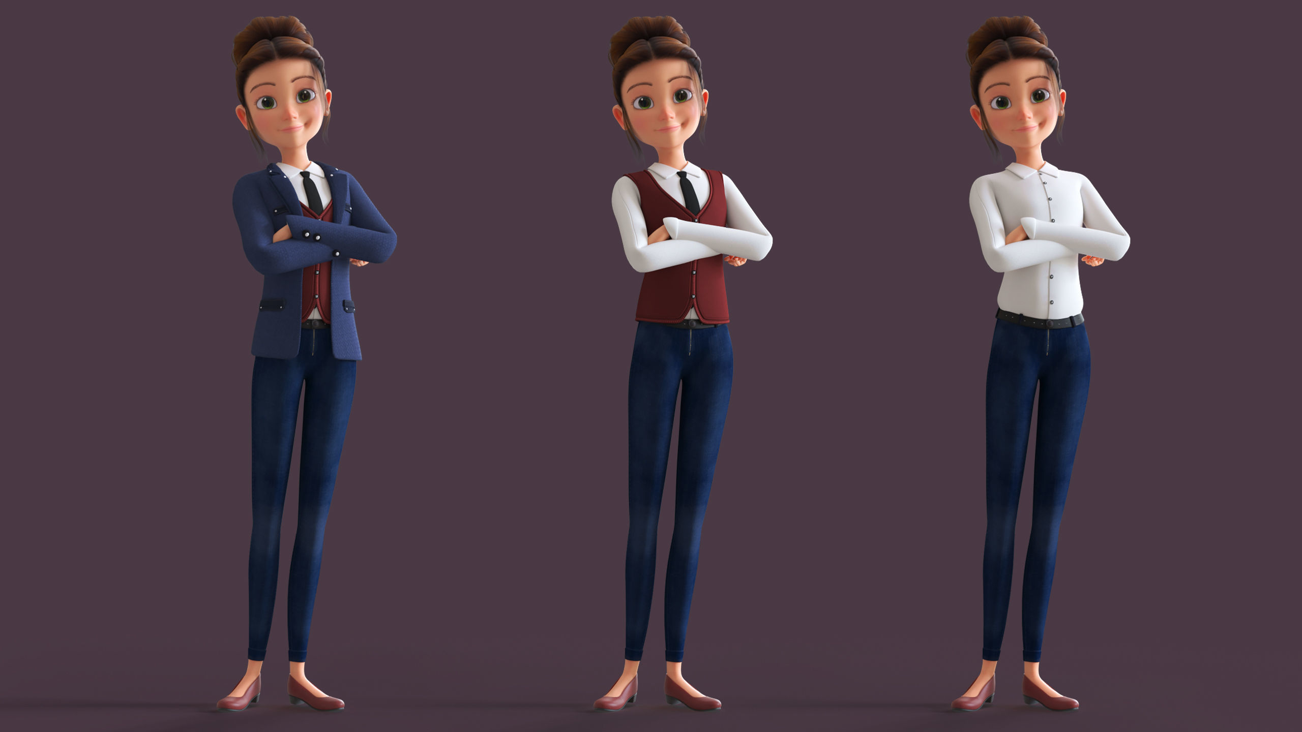 Cartoon Family 2 - Mother Father Son Daughter - BLENDER VERSION Low-poly 3D model_20