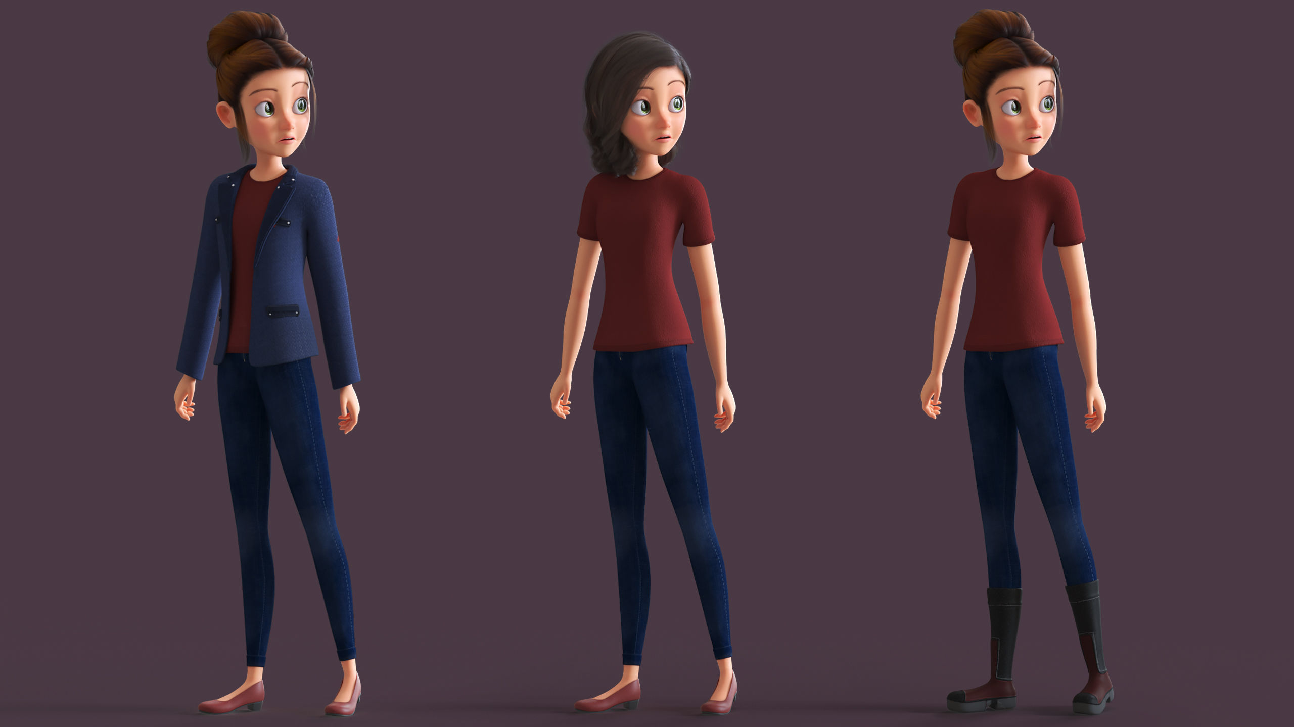 Cartoon Family 2 - Mother Father Son Daughter - BLENDER VERSION Low-poly 3D model_23