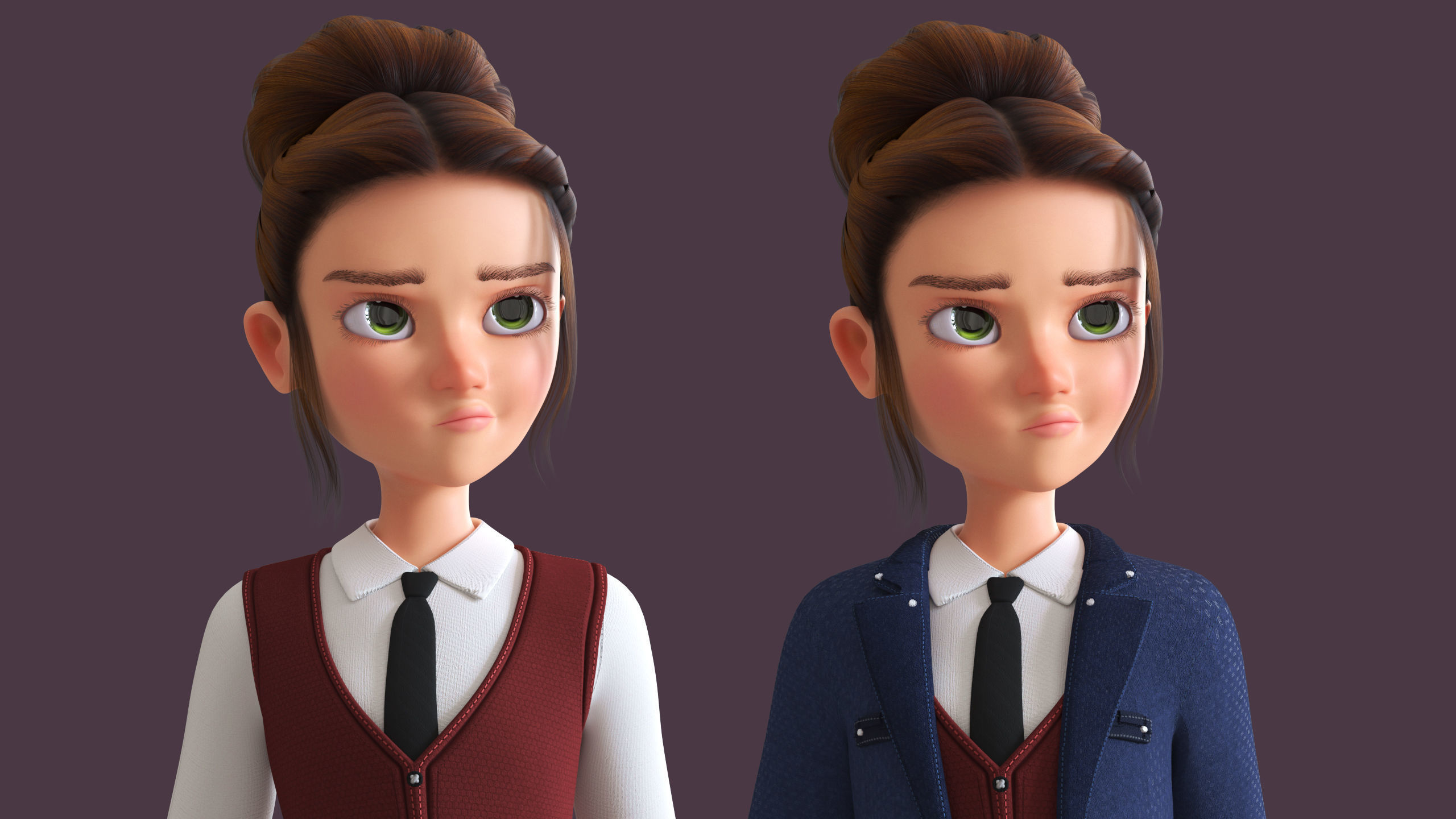 Cartoon Family 2 - Mother Father Son Daughter - BLENDER VERSION Low-poly 3D model_25